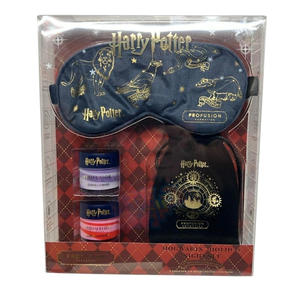 Profusion Harry Potter Hogwarts Holiday Night Set Lip Mask Eye Mask Pouch NEW